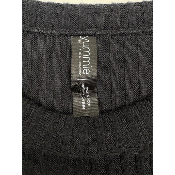Yummie Wide Rib Soft Long Sleeve Cozy Lounge Layering Top Black L - Picture 3 of 10
